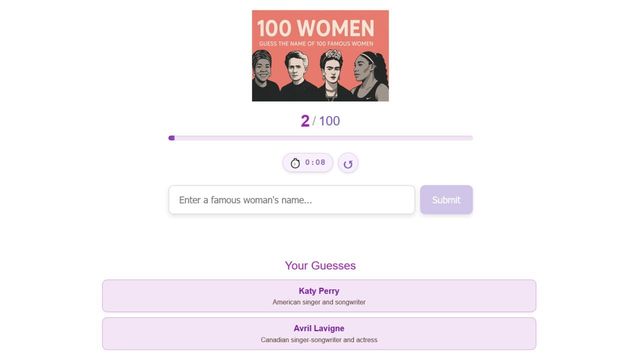 100 Women: Guess the Name of 100 Famous Women Screenshot