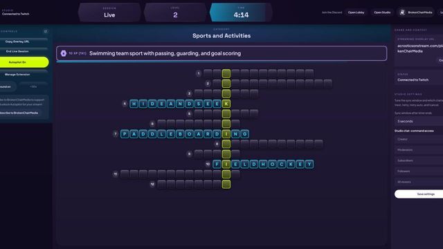 Acrostics on Stream Screenshot