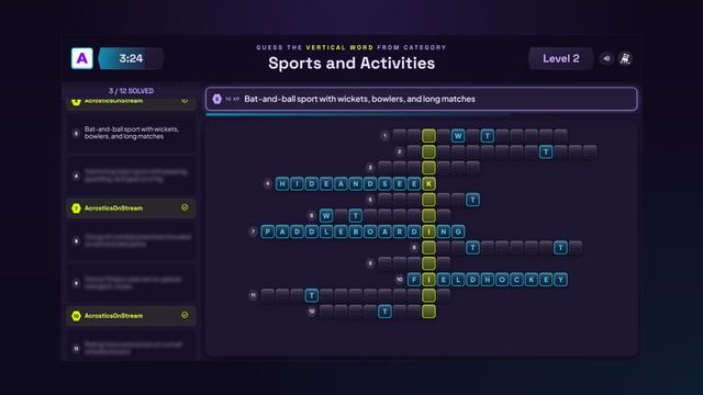 Acrostics on Stream Screenshot