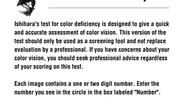 Color Vision Deficiency Test Screenshot