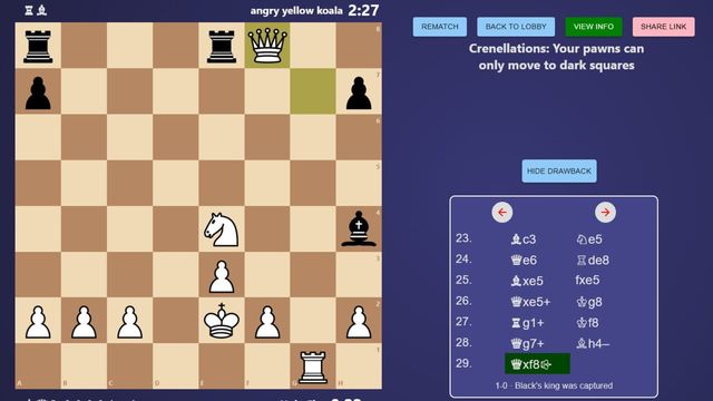 Drawback Chess Screenshot