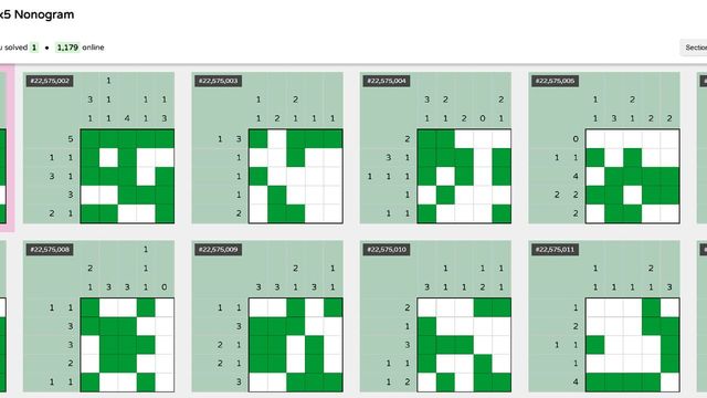 Every 5x5 Nonogram Screenshot