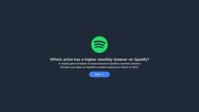 Higher or Lower: Spotify Edition Screenshot