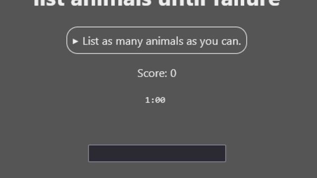 List Animals Until Failure Screenshot