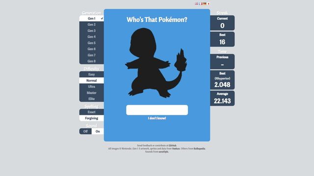 Who's That Pokémon? Screenshot