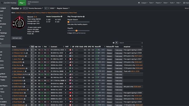 ZenGM Hockey Screenshot